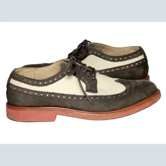 Polo Ralph Lauren Torrington Saddle Oxfords Green Cream Leather Suede Size 9.5D - Picture 4 of 6